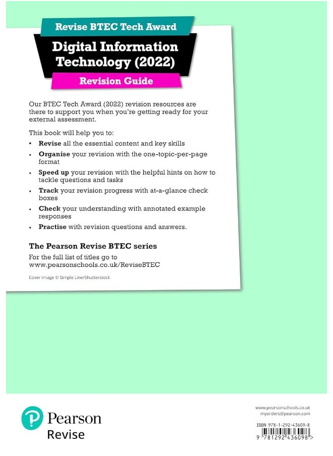 Pearson REVISE BTEC Tech Award Digital Information Technology 2022 Revision Guide inc online edition - 2023 and 2024 exams and assessments  - Image 2