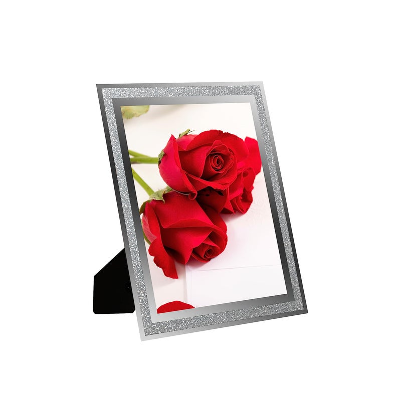 LOKCASA 8x10 Glass Photo Picture FramesSparkly Silver Border Frames for Wedding Family etc Photos