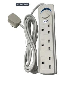 Best "White 3-Socket Power Strip Extension Cord Set - 3M Extra Long Universal Plug Adapter, Extension Board, and Cable for Home and Office Use"  - Image 2