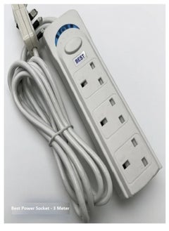Best "White 3-Socket Power Strip Extension Cord Set - 3M Extra Long Universal Plug Adapter, Extension Board, and Cable for Home and Office Use"  - Image 3