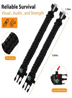 CHU DAI 8 in 1 Survival Paracord Bracelet Adjustable Gear Kit with Fire Starter, Bigger Compass, Survival Whistle, Perfect for Camping, Hiking, Fishing  - Image 2