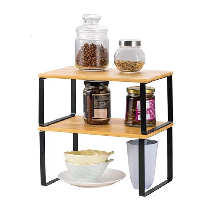 Expandable Black Metal Kitchen Counter Shelf Organizer Storage Solution - Image 4