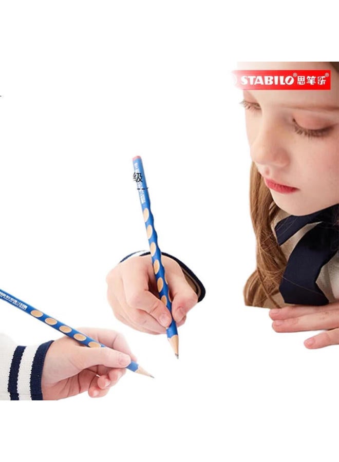 Stabilo Hole Punch Pencil For Elementary School Students, 2H Pencil For Children'S Corrective Grip, Practice Writing, Exams, Homework Pencil, 324 Blue Single Pack (With Cap) - Image 1