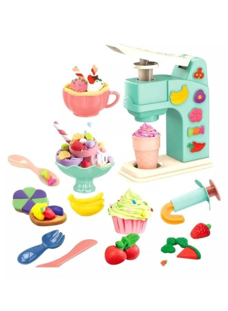 Kids Ice Cream & Dessert Play Dough Set – Creative Modeling Clay Toy with Molding Machine & Tools multi-colors - Image 1
