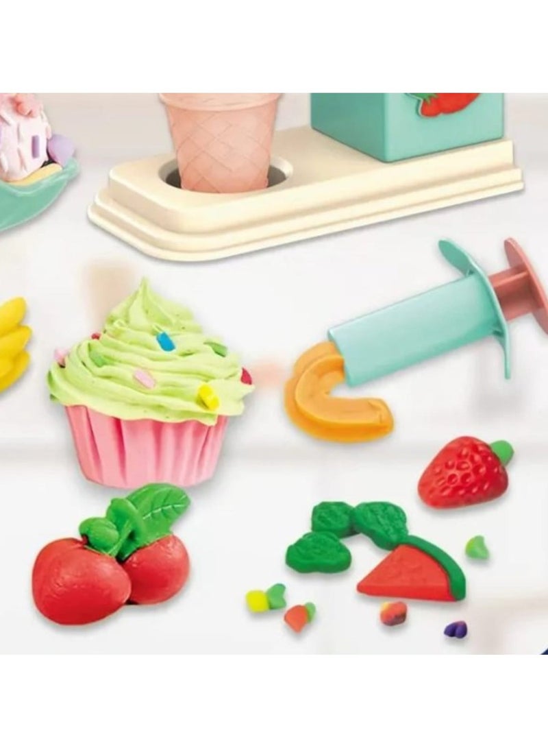 Kids Ice Cream & Dessert Play Dough Set – Creative Modeling Clay Toy with Molding Machine & Tools multi-colors - Image 4