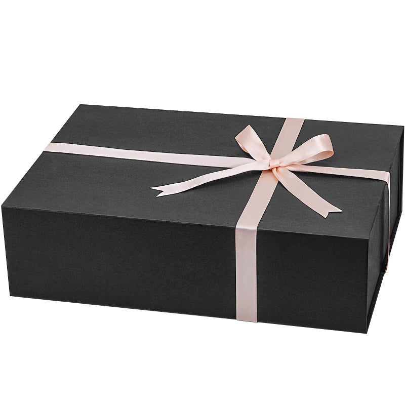batifine Gift Box, 13x9x3.7 Inch Gift Boxes with Lids for Presents, Magnetic Large Gift Box Bridesmaid Proposal Graduation Birthday Wedding Storage Black Boxes (1 Pack) - Image 1