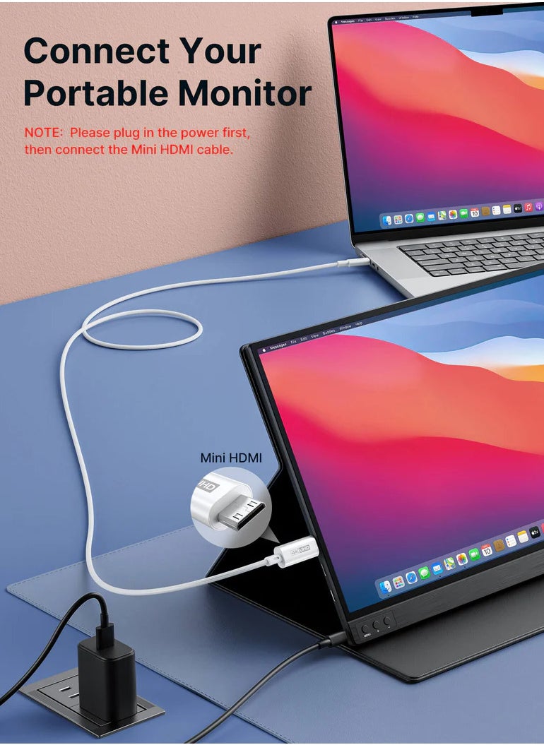 USB-C to Mini HDMI Cable Our Type-C Input supports a wide range of devices including phones, tablets, laptops, iPads, Samsung devices, PS5, Xbox, ROG Ally, Switch, and Steamdeck(3M) white.