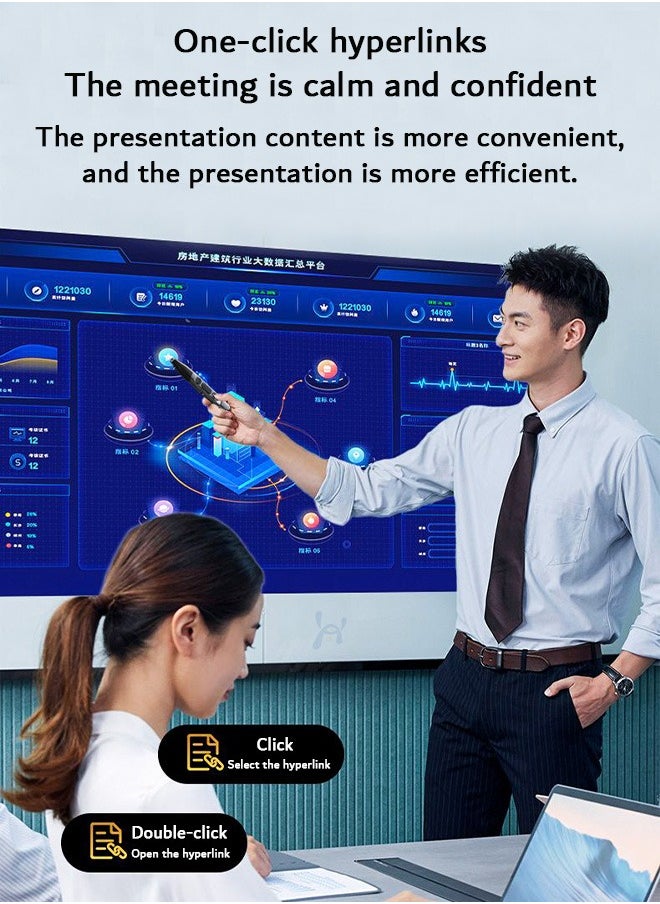 FIRSTAR - USB Presentation Pointers, Wireless Presentation Remote, Rechargeable 2.4GHz Clicker with LED HD Digital Display Screen (Black) - Image 1