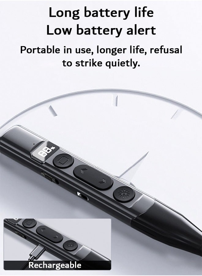 FIRSTAR - USB Presentation Pointers, Wireless Presentation Remote, Rechargeable 2.4GHz Clicker with LED HD Digital Display Screen (Black) - Image 1