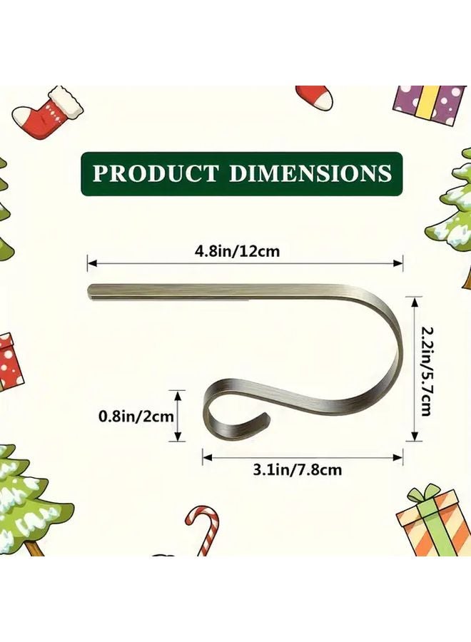 7Pcs Golden Christmas Stocking Holders Adjustable Iron Mantel Hook Hangers Non Slip Fireplace Decor - Image 3