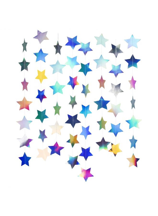 Weven Star Garland Holographic Decor Party Streamers Twinkle Star Banner Backdrop for Wedding Baby Shower Birthday Party Decorations, 3" in Diameter, 20 Feet in Total - Image 1