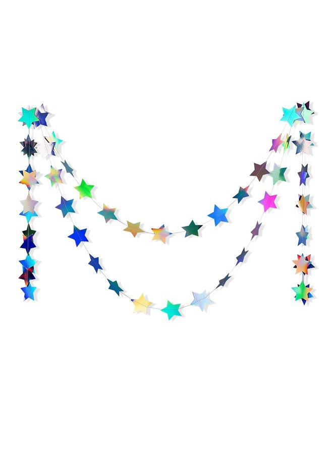 Weven Star Garland Holographic Decor Party Streamers Twinkle Star Banner Backdrop for Wedding Baby Shower Birthday Party Decorations, 3" in Diameter, 20 Feet in Total - Image 2