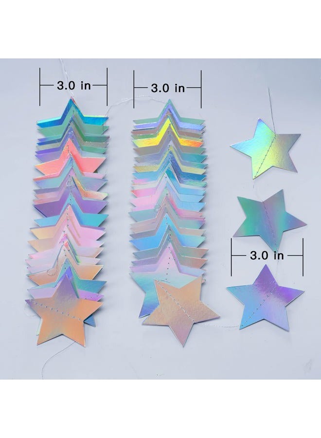 Weven Star Garland Holographic Decor Party Streamers Twinkle Star Banner Backdrop for Wedding Baby Shower Birthday Party Decorations, 3" in Diameter, 20 Feet in Total - Image 3