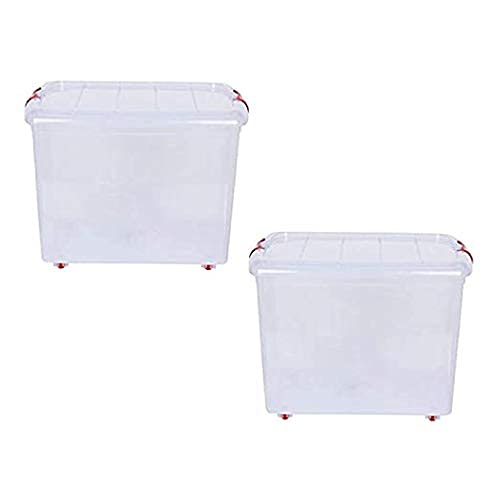 T TOPLINE Multipurpose Plastic Storage Container Box with Wheels 25 LTR (Clear, Transparent) (2 pcs) - Image 1