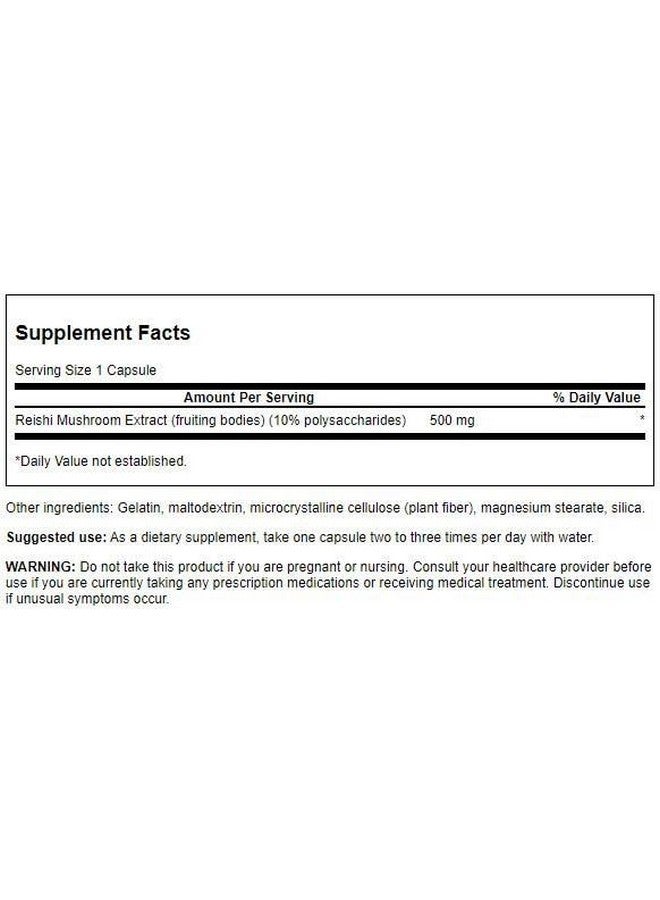 Swanson Reishi Mushroom Extract 500 Milligrams 90 Capsules - Image 2