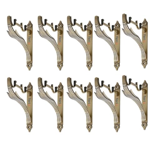 Ferio Double Curtain Rod Brackets/Support for 1 Inch Curtain Rod Holders Brass Antique Set of 2 Pic (Pack of 10) - Image 1