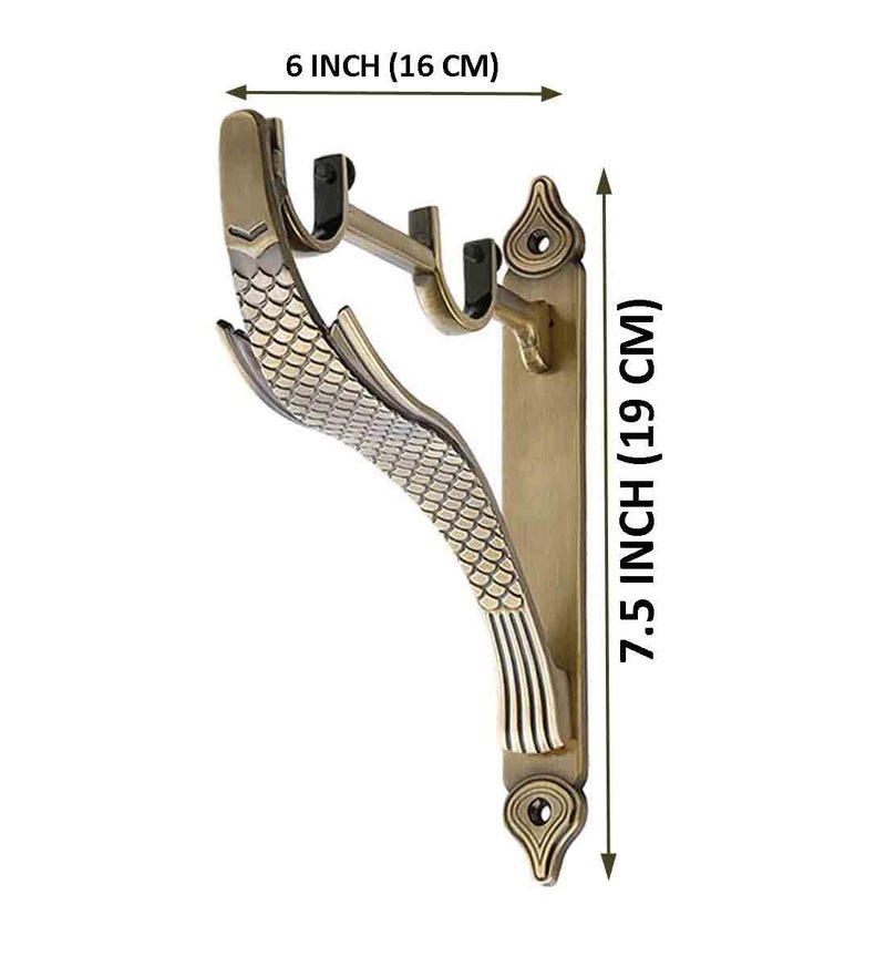 Ferio Double Curtain Rod Brackets/Support for 1 Inch Curtain Rod Holders Brass Antique Set of 2 Pic (Pack of 10) - Image 2