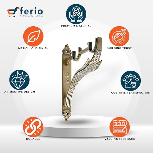 Ferio Double Curtain Rod Brackets/Support for 1 Inch Curtain Rod Holders Brass Antique Set of 2 Pic (Pack of 10) - Image 4