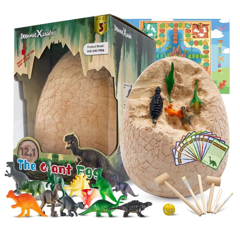 DoDoMagxanadu Dinosaur Egg Excavation Kit Dinosaur Egg Toys for Boys Discover Jumbo EggDino Egg Dig Kit Stocking Stuffers Science STEM Dinosaur Party Favors for Boys Girls