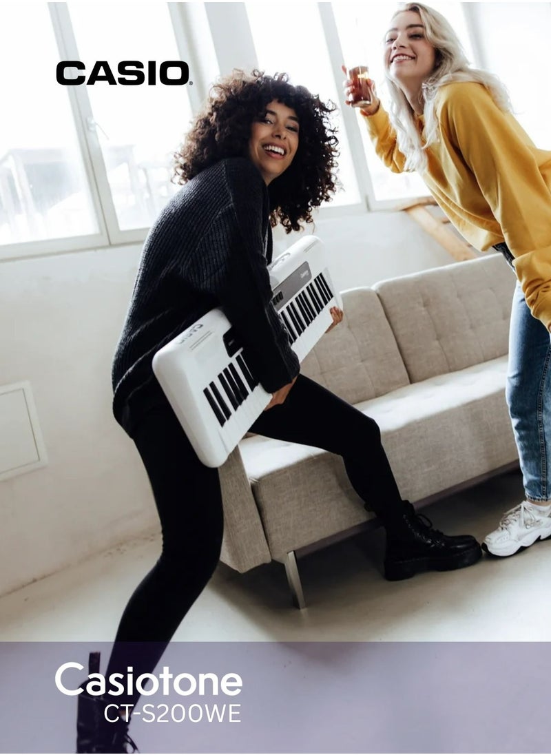 CASIO CT-S200 Digital Piano Keyboard - White - 61 Keys - 400 Tones - 77 Rhythms, With Power Adaptor  - Image 4