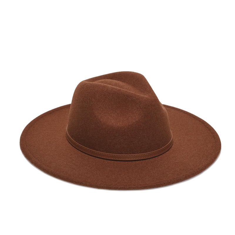 YOUBADU Wide Brim Fedora Hat for Women, Faux Wool Felt, Animal Print Band, Classic Western Style (US, Alpha, One Size, Medium, Pumpkin Braid) - Image 3