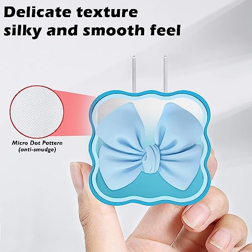 Meyaar Wave-Shaped Cable Protector Series with 3D Cute Pattern for iPhone Charger 20W & 18W, Data Line Wire Saver Charging Cable Charger Protective Cable, Full Protection Cover (Blue Bow) - Image 3