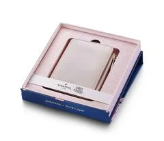 Sheaffer WALLET SHEAFFER EIP LEATHER BIFOLD COIN WITH ZIP HEART EMBLEM IN CHAMPAGNE GOLD FINISH LT & DK PINK