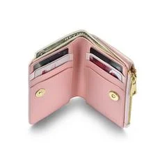 Sheaffer WALLET SHEAFFER EIP LEATHER BIFOLD COIN WITH ZIP HEART EMBLEM IN CHAMPAGNE GOLD FINISH LT & DK PINK
