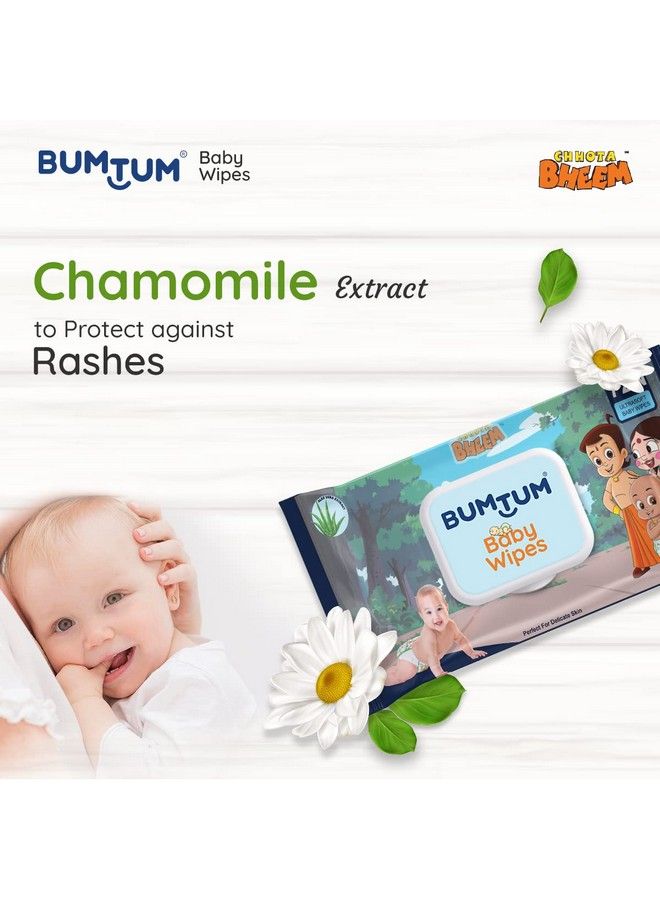Bumtum Baby Chota Bheem Gentle Soft Moisturizing Wet Wipes With Lid ; Aloe Vera & Chamomile Extracts ; Paraben & Sulfate Free (Pack Of 1 72 Pcs. Per Pack) - Image 4
