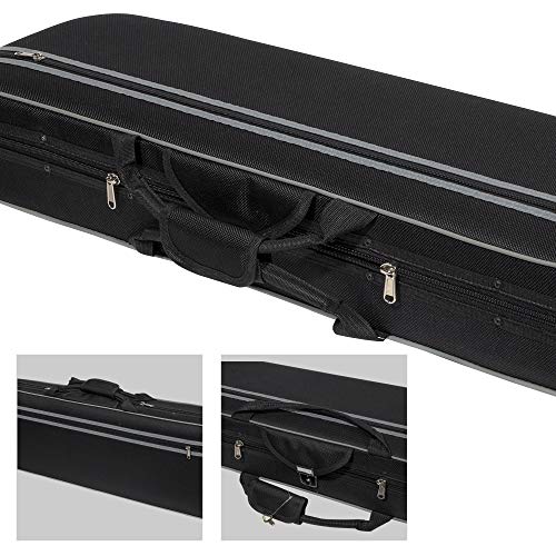 M MI & VI MI&VI NF-5001 Super Lightweight 3.1lb Violin Case (1/2 Size) With Reflective Safety Strips | Hygrometer | Adjustable Shoulder Straps | Hard-Shell | High-Density Foam - MIVI Music - Image 4