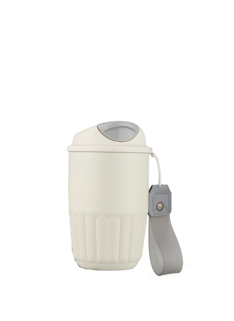SYOSI - Travel Cup Insulated Coffee Thermal Cup, 14oz Upgraded Double Walled Water Glasses, Vacuum Insulation Stainless Steel with Leak-Proof Lid Tumbler Mug, Reusable Cup for Coffee, Tea(White) - Image 1