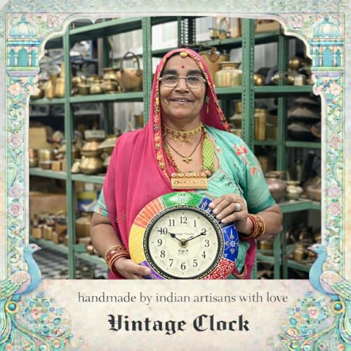 Vintage Clock Vintage Handicraft Decorative Wooden Brass Inlay Artware/Handcrafted Sun Design Wall Art Clock/VC-8005-10 - Image 4