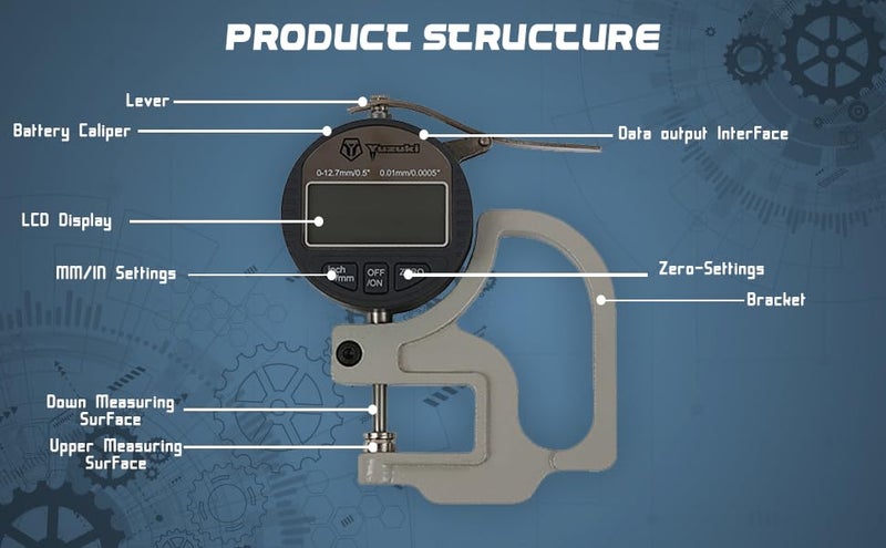 YUZUKI Digital Thickness Gauge 0.001x12.7mm: Your Ultimate Tool for Precise Thickness Measurements High Quality - Image 4