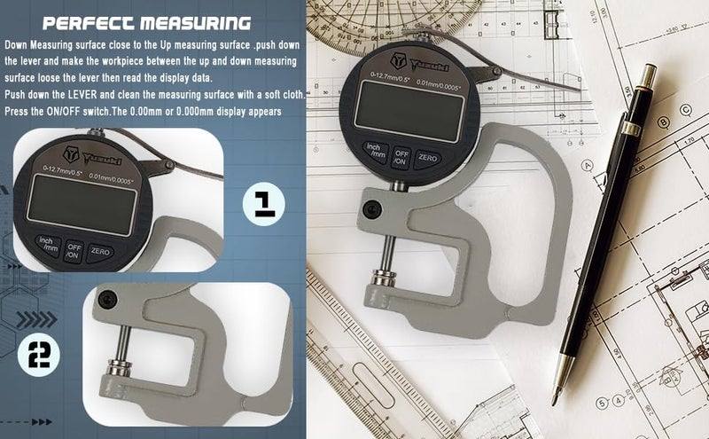 YUZUKI Digital Thickness Gauge 0.001x12.7mm: Your Ultimate Tool for Precise Thickness Measurements High Quality - Image 5