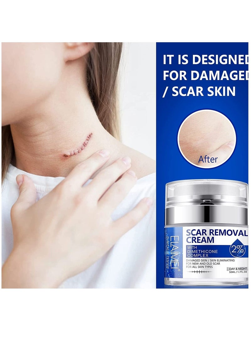 Elaimei - Scar Removal Cream for Surgical and Acne Scars Cuts Burns Natural Stretch Mark Removal Cream Helps with Old and New Scars Supports Skin Renewal Scar Cream for Women and Men All Skin Types 50ml - Image 1