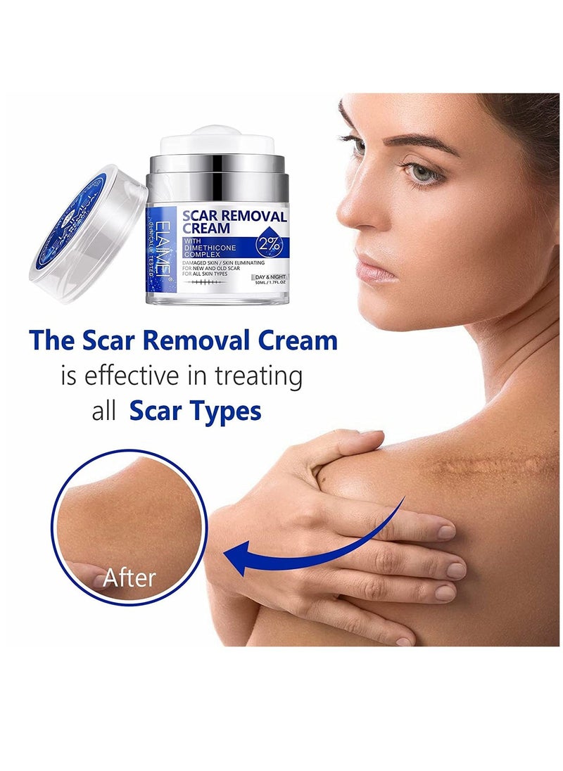 Elaimei - Scar Removal Cream for Surgical and Acne Scars Cuts Burns Natural Stretch Mark Removal Cream Helps with Old and New Scars Supports Skin Renewal Scar Cream for Women and Men All Skin Types 50ml - Image 1