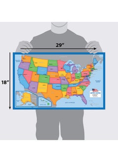 Palace Learning 2 Pack - Usa Map For Kids + Blue Ocean World Map (Laminated, 18" X 29")  - Image 2