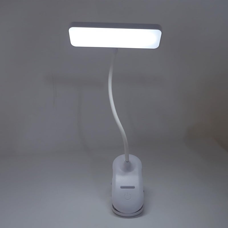 ZJchao Clip On Reading Lamp, LED Desk Lamp with Clip, 3 Color Temperature Dimmable Reading Light, Flexible Hose, Rechargeable Battery, White Light Yellow Light Warm White Light, - Image 1