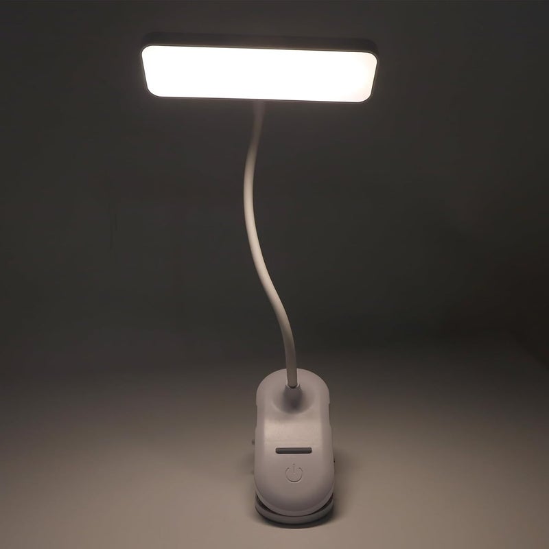 ZJchao Clip On Reading Lamp, LED Desk Lamp with Clip, 3 Color Temperature Dimmable Reading Light, Flexible Hose, Rechargeable Battery, White Light Yellow Light Warm White Light, - Image 2