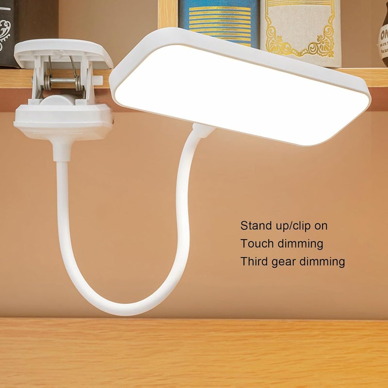 ZJchao Clip On Reading Lamp, LED Desk Lamp with Clip, 3 Color Temperature Dimmable Reading Light, Flexible Hose, Rechargeable Battery, White Light Yellow Light Warm White Light, - Image 5
