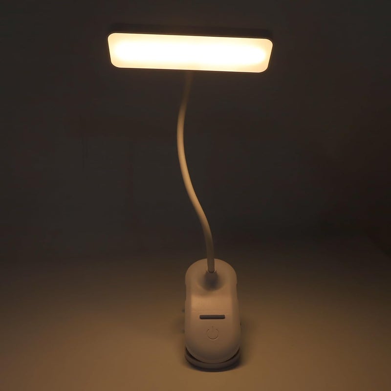ZJchao Clip On Reading Lamp, LED Desk Lamp with Clip, 3 Color Temperature Dimmable Reading Light, Flexible Hose, Rechargeable Battery, White Light Yellow Light Warm White Light, - Image 3