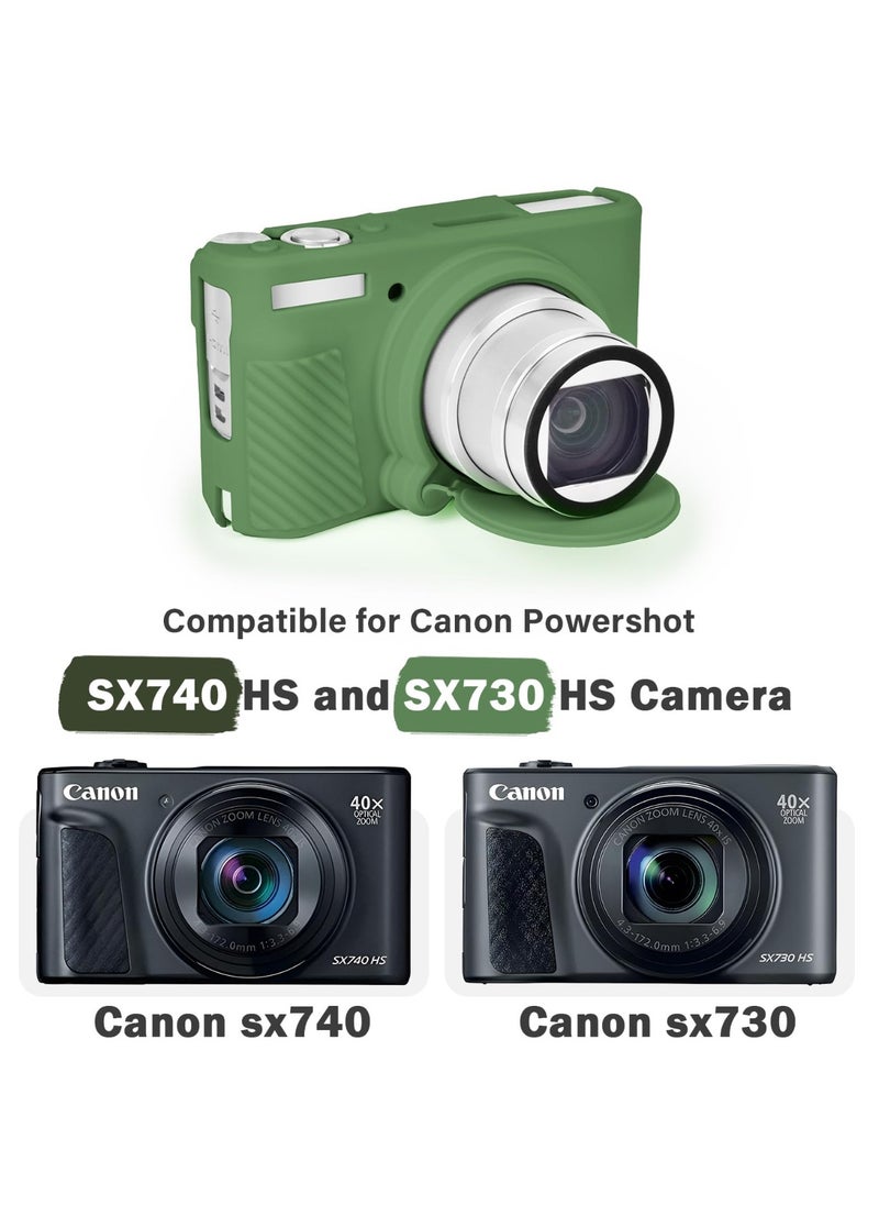 Generic Silicone Case for Canon Powershot SX740 SX730 HS Camera - Soft Lightweight Protective Case Cover with Removable Lens Cover for SX740/SX730 HS Accessories (Green)  - Image 2
