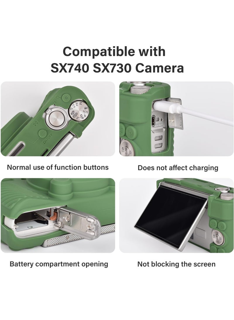 Generic Silicone Case for Canon Powershot SX740 SX730 HS Camera - Soft Lightweight Protective Case Cover with Removable Lens Cover for SX740/SX730 HS Accessories (Green)  - Image 3