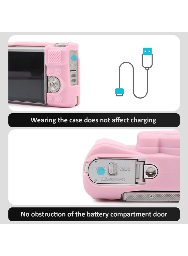 حالة السيليكون لكانون Powershot SX740 SX730 HS كاميرا - ناعمة خفيفة الوزن غطاء الحالة الوقائية مع غطاء عدسة قابلة للإزالة ل SX740 / SX730 HS الملحقات (الوردي) - Image 5