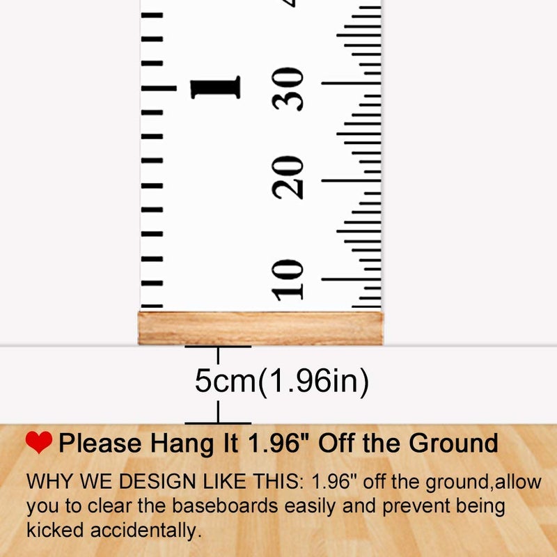 MIBOTE Baby Growth Height Chart Handing Ruler Wall Decor for Kids, Canvas Removable Height Growth Chart 79" x 7.9" (Black & White) - Image 3