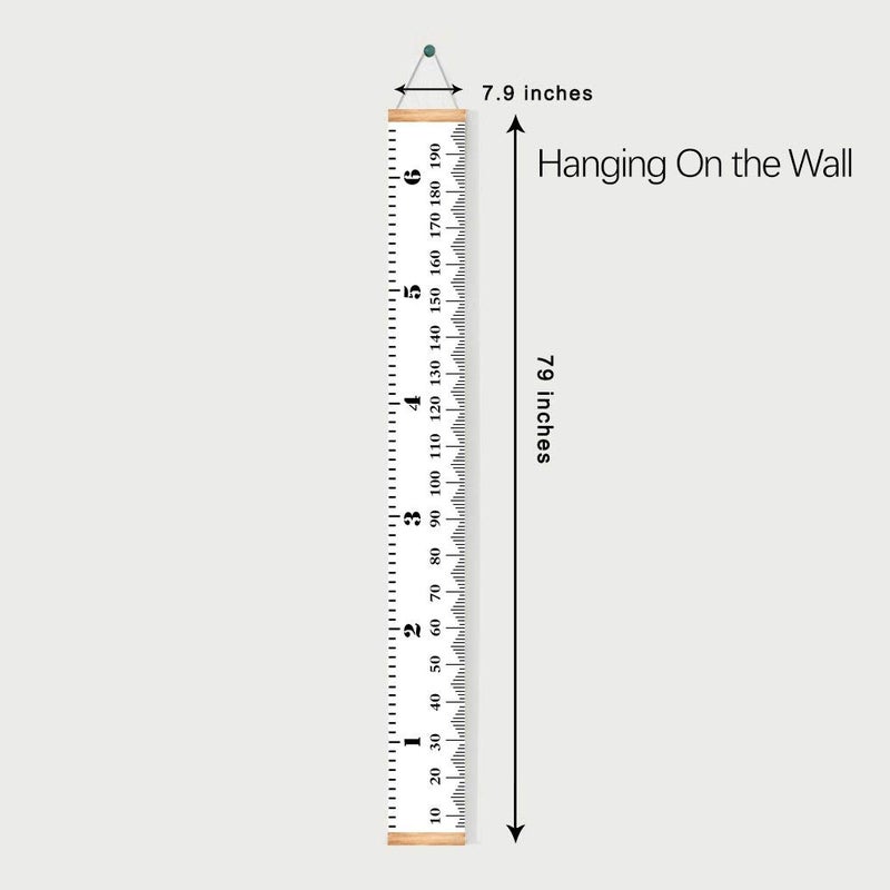 MIBOTE Baby Growth Height Chart Handing Ruler Wall Decor for Kids, Canvas Removable Height Growth Chart 79" x 7.9" (Black & White) - Image 5
