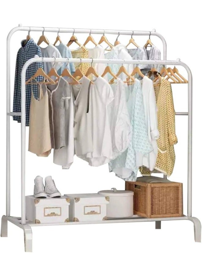 Keep your clothes organized with the White Metal Clothes Rack measuring 97x43x147 cm. A practical and stylish design that offers extra storage space for clothes, shoes, and accessories. Perfect for use at home or in small spaces. - Image 1