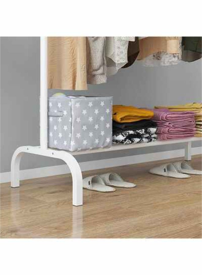 Keep your clothes organized with the White Metal Clothes Rack measuring 97x43x147 cm. A practical and stylish design that offers extra storage space for clothes, shoes, and accessories. Perfect for use at home or in small spaces. - Image 2
