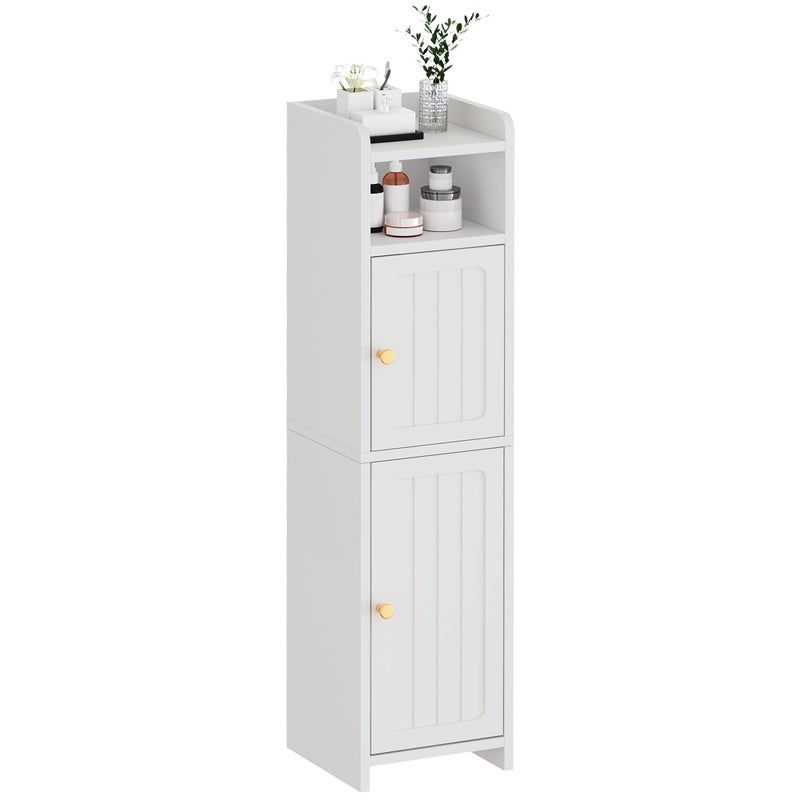 BEWISHOME Small Bathroom Cabinet, Bathroom Storage Cabinet with Adjustable Shelves & 2 Doors, Narrow Toilet Paper Cabinets, 7.9" D x 7.9" W x 31.5" H, for Small Spaces, White YYG03W - Image 1
