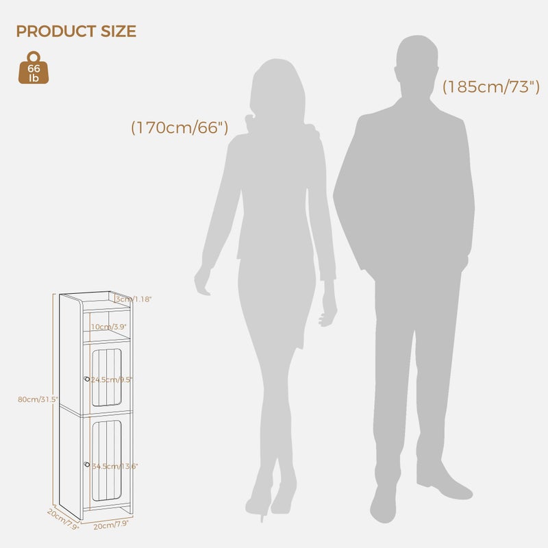 BEWISHOME Small Bathroom Cabinet, Bathroom Storage Cabinet with Adjustable Shelves & 2 Doors, Narrow Toilet Paper Cabinets, 7.9" D x 7.9" W x 31.5" H, for Small Spaces, White YYG03W - Image 3